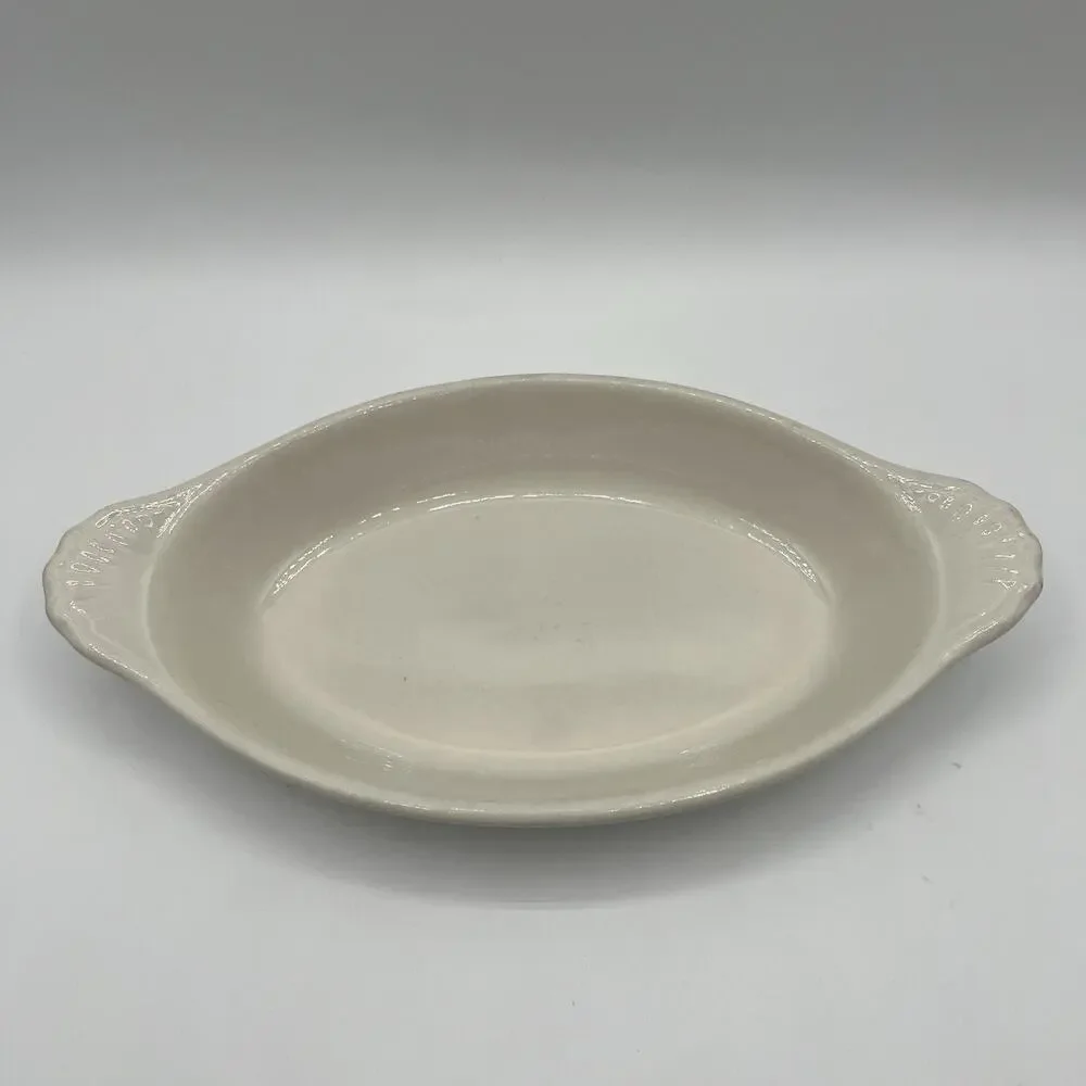 Vintage Syscoware White Ceramic Oval Au Gratin Baking Dish with Handles #5337258